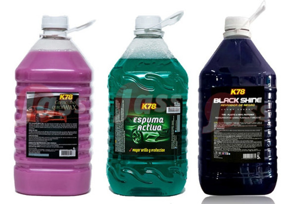 Kit X3 Espuma Activa Revividor Negro Cera Carnauba K78 5 Lts 1