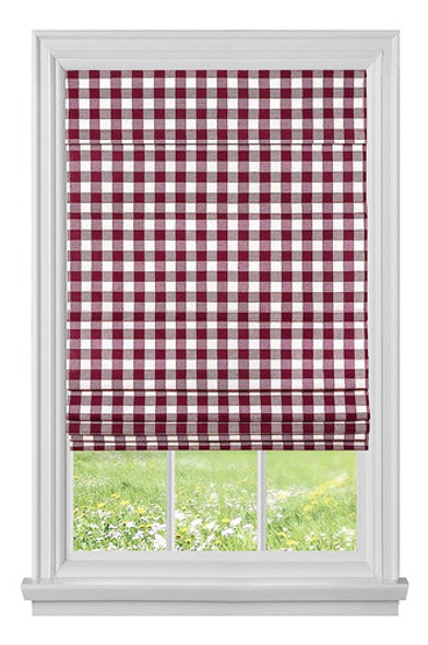 Achim Home Furnishings, Borgoña Cordless Buffalo Check Roman 0 Achim Home Furnishings, Borgoña Cordless Buffalo Check Roman 0