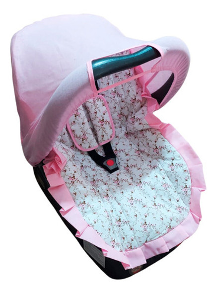 Capa Bebê Conforto + Jogo Cinto + Capota Solar Floral Menina 0 Capa Bebê Conforto + Jogo Cinto + Capota Solar Floral Menina 0