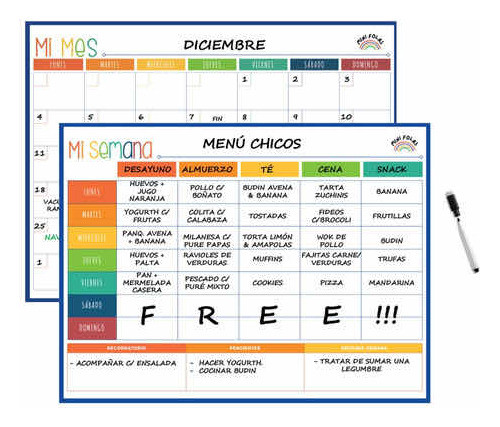 2 Planner Imantado Mensual + Semanal Calendario Magnético 0