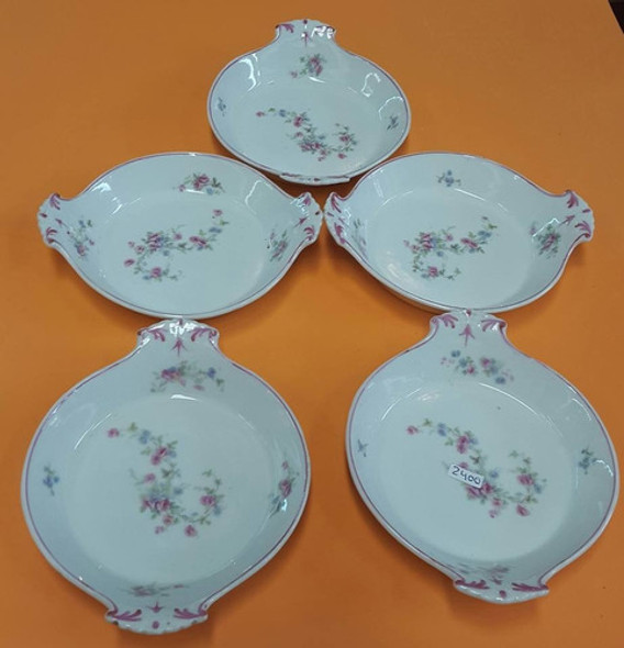 Juego De 5 Platos Antiguos Franceses | Florales 0