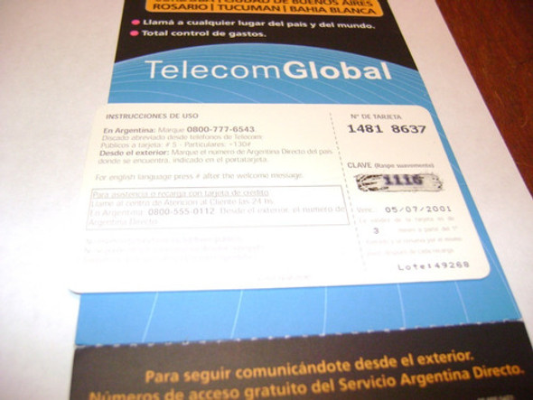 Tarjeta Telefonica De Coleccion Telecom Global 1 Con Foulder 1 Tarjeta Telefonica De Coleccion Telecom Global 1 Con Foulder 1