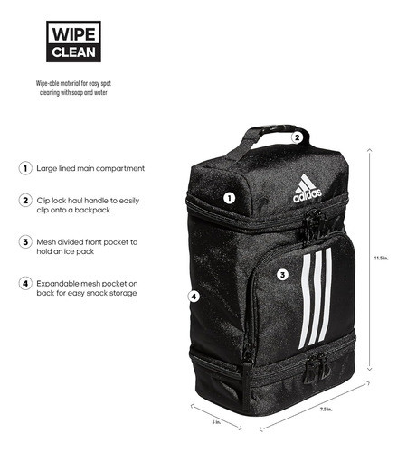 Bolso Almuerzo Aislado adidas Excel 2, Negro/blanco, Talla Ú 1