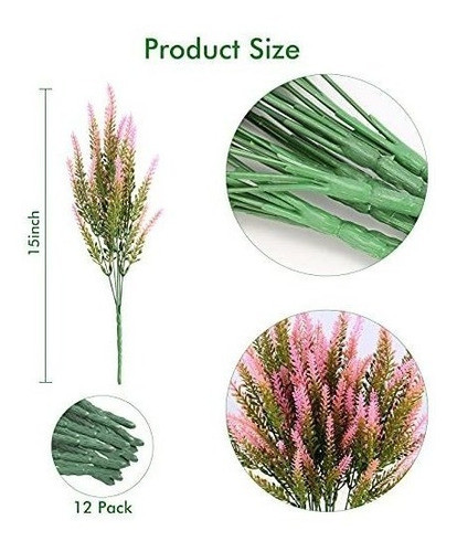 12 Flores Artificiales De Lavanda Realista - Rosa 1