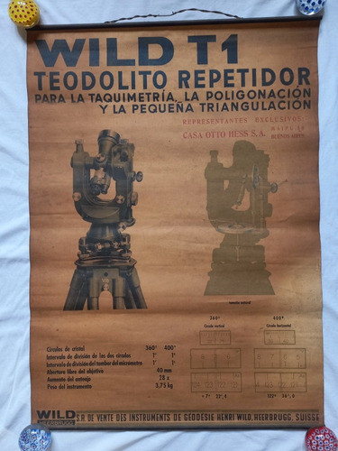 Poster Afiche Original De Publicidad De Teodolito Wild T1 0