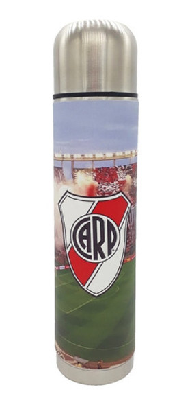 Termo Metalico De 1 Litro River Plate Forrado Eco Cuero 1
