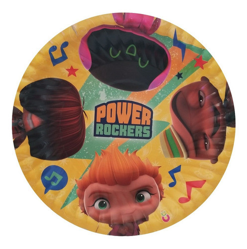 Platos Mini Beat Power Rockers Polipapel X 10 U Cumpleaños 0