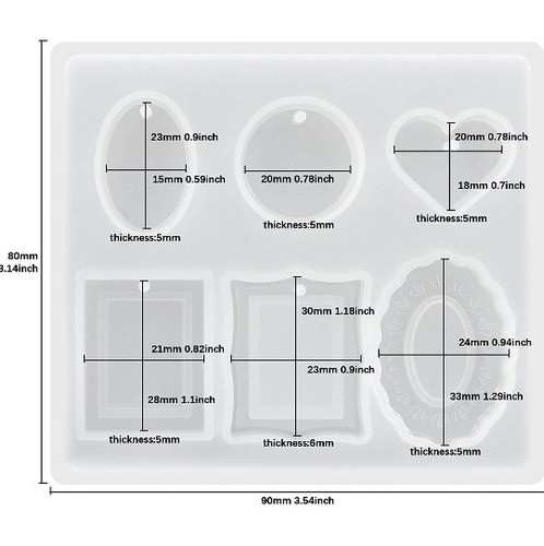 Molde Silicona Para Colgantes Dije Aro   X6  Resina  3 Cm 1