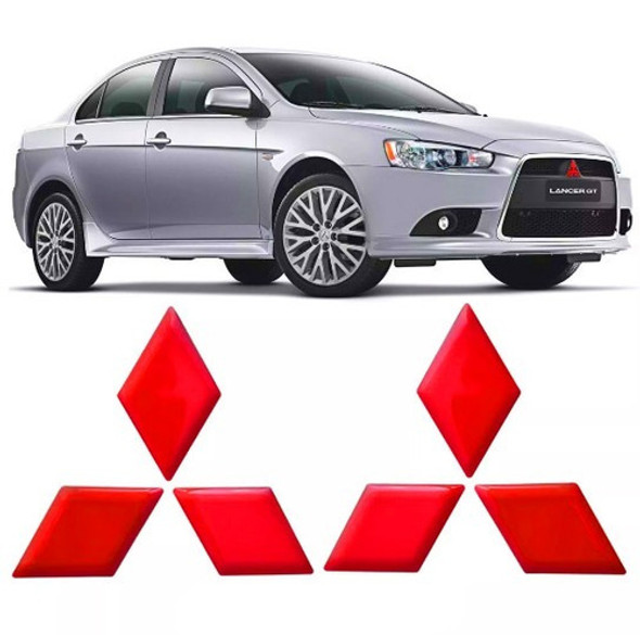 Emblema Vermelho Lancer  Resinado Aplique Com Relevo 0