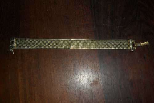 Pulsera Diseño Firmada Goldette N Y  Malla Metal Dorado 0