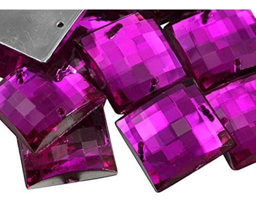18 Mm Rosa Fucsia Ch21 Cuadrado Espalda Plana Coser Cuentas 0