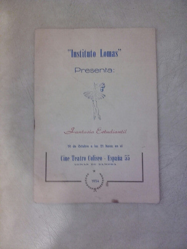 Programa Cine Teatro Coliseo De Lomas De Zamora. Año 1954. 0