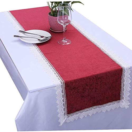 Mookaitedecor Camino De Mesa De Encaje Rojo De 15 X 75 Pulga 0