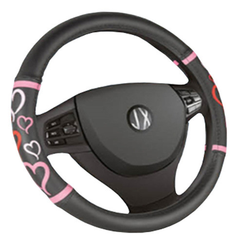 Cubre Volante Universal Rosa Corazones 0