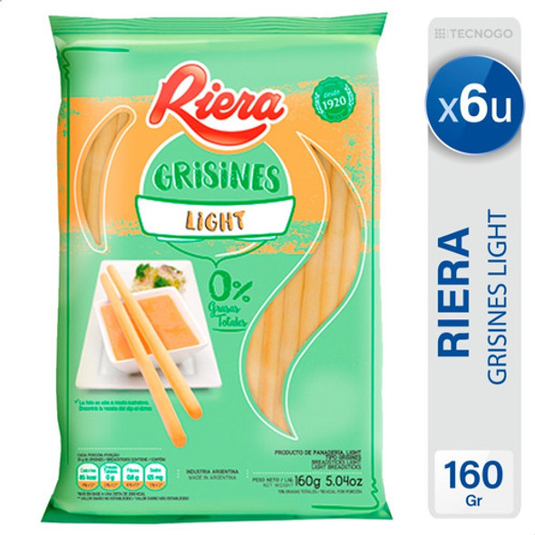 Grisines Riera Light 0% Grasas Totales - Pack X6 Unidades 0