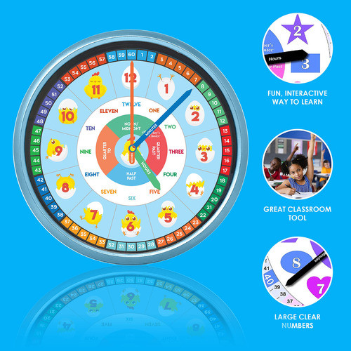 Teacher's Choice Reloj De Pared Educativo De Pollo De 10 Pul 1