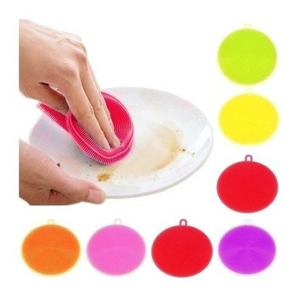 Esponja Redonda Silicona Cocina Diseño Limpia Lavadero Baño 0