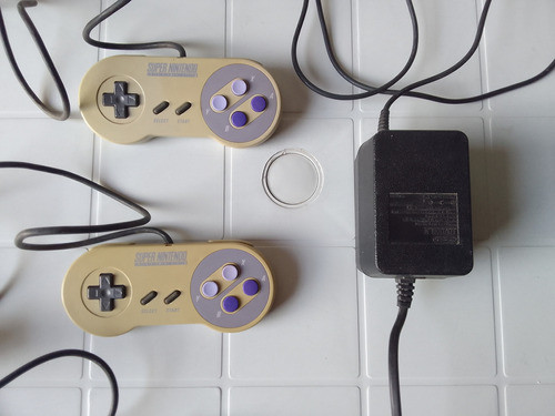 Lote Kit 2 Controles + Fonte Bivolt Super Nintendo - Snes 0
