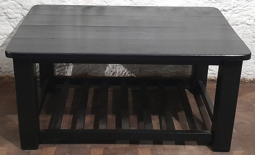 Antiguo Mesa Ratona Revistero Madera Negro 90x60x45cm 1