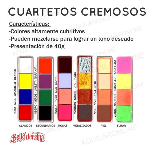Maquillaje Cremoso Bella Dersina Cuarteto 4 Color Rosas Mora 1