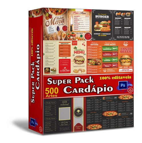 Pack 500 Artes Editáveis Cardápios E Menús Psd Com Brinde 0