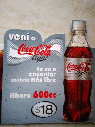 Cartel Con Publicidad De Coca Cola Light Con Soporte, Carton 1