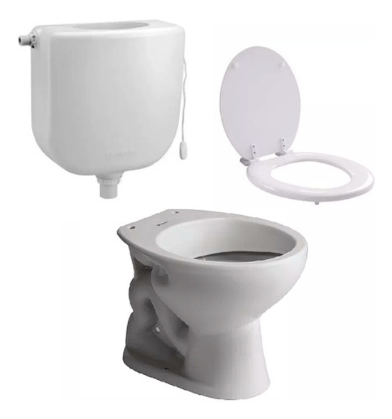 Inodoro Ferrum Andina + Mochila Cadena Pvc + Tapa Inodoro Pv 0