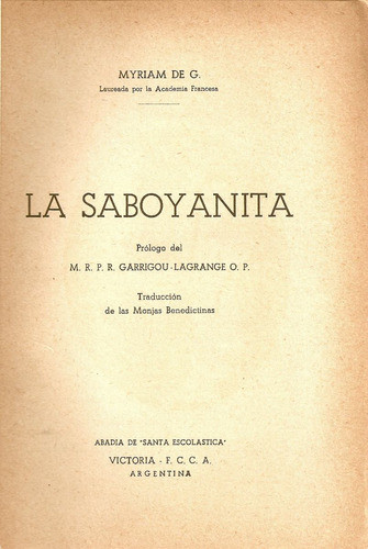 La Saboyanita  - Myriam De G. - Abadia De Santa Escolastica 0