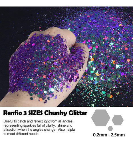 Pulverizado De Colores Con Glitter Grueso, 50g, Para Arte 1