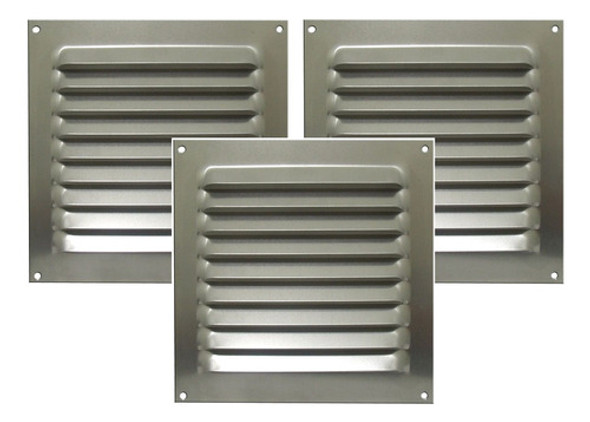 Kit 3 Grades De Ventilação Quadrada De Alumínio Itc 20x20 Cm 0