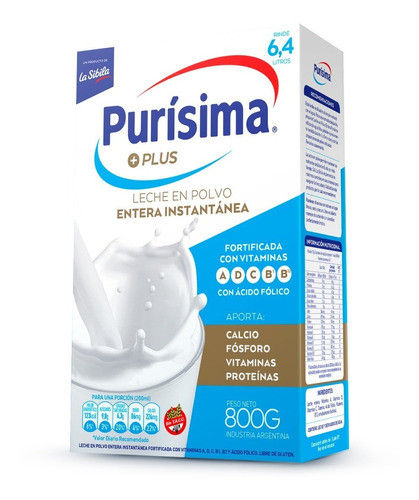 Leche En Polvo Purisima Entera Plus 800g 0