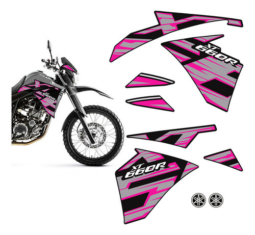 Adesivos Yamaha Xt 660r 2015/2018 Moto Preta Faixa +emblemas 0