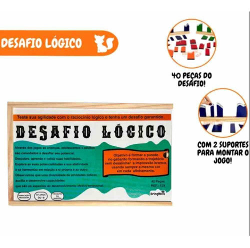 Jogo Desafio Lógico - Madeira - Brinqmutti 1