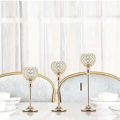 3 Candelabros De Cristal Dorados 25, 33 Y 38cm 1