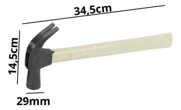 Martelo De Unha 29mm Cabo Madeira - Paraboni 1