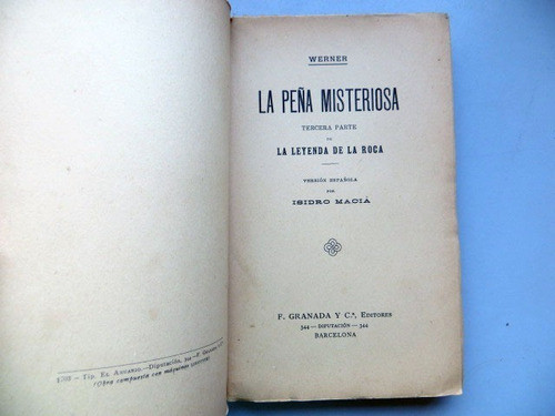La Peña Misteriosa 3ra Parte Elisabeta Werner F Granada Ed 1