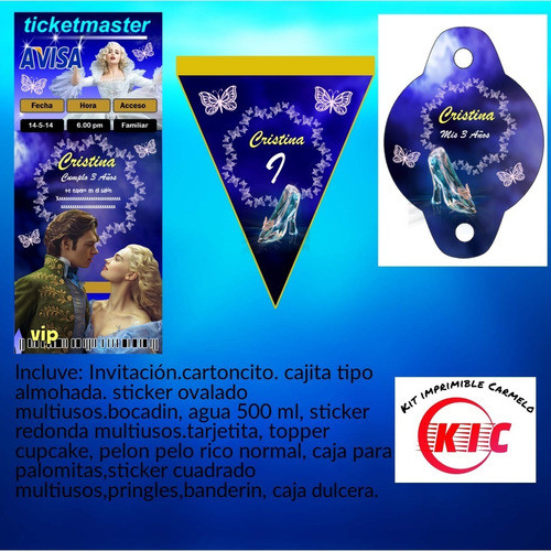 Kit Imprimible Candy Bar La Cenicienta Editable 1