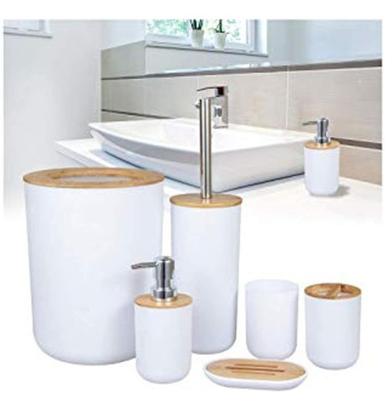 Laipi Juego De Accesorios De Baño De Madera De Bambú, 6 Cs S 1