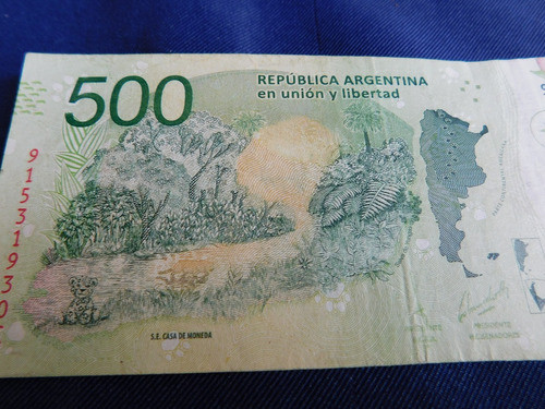 Billete Argentino De 500 Pesos Gayuarete Con Sobrecarga 0