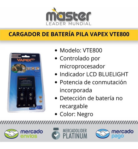 Vapex Cargador Bateria 9v 4 Pila Aa Aaa Vte 800 1