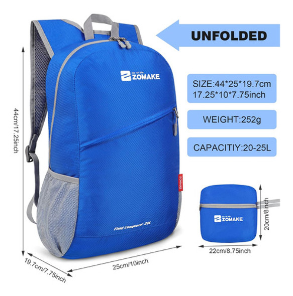 Mochila De Senderismo Pequena Zomake Impermeable Azul 1 Mochila De Senderismo Pequena Zomake Impermeable Azul 1