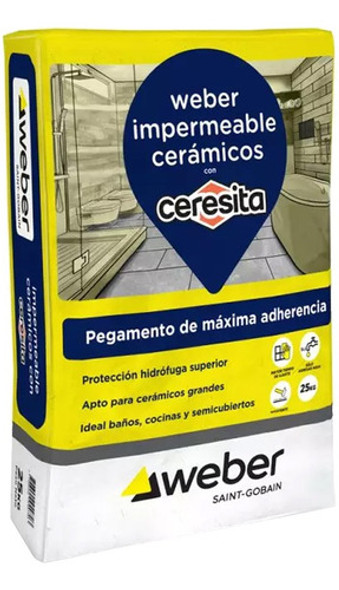 Pegamento Ceramicos Impermeable Con Ceresita 25 K Weber Mm 0