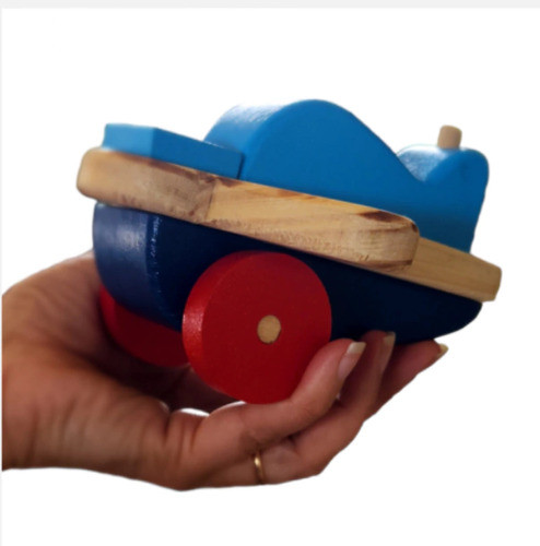 Mini Avión Jumbo Madera Arrastre Encastre Infantil 0