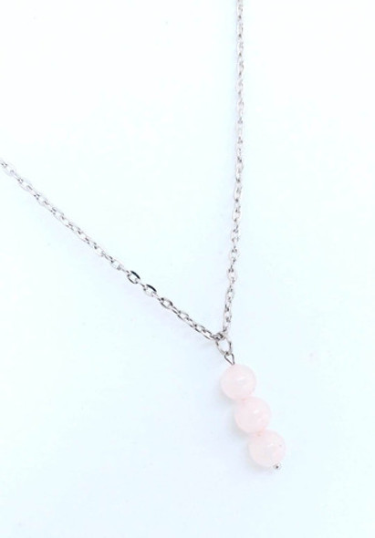 Collar De Piedra 100% Natural-3 Dije Esférico Cuarzo Rosa 0