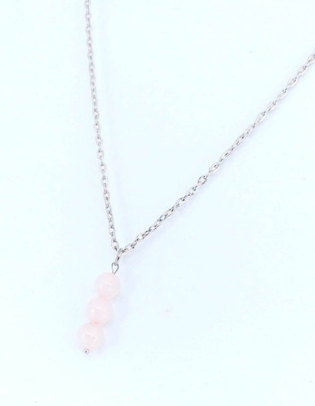 Collar De Piedra 100% Natural-3 Dije Esférico Cuarzo Rosa 1