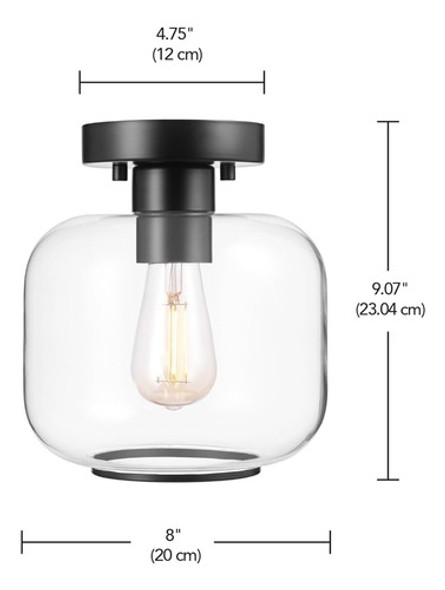 Globe Electric 66000077 Plafón Empotrado De 1 Luz, Negro Mat 1