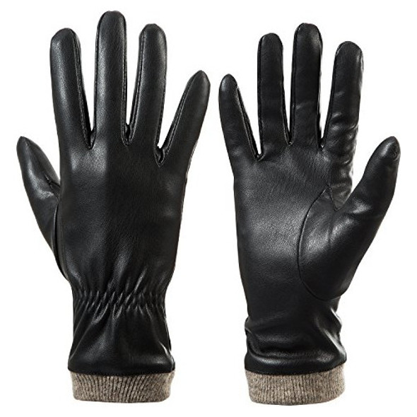 Guantes De Cuero De Invierno Para Mujer, Guantes Cálidos Con 1