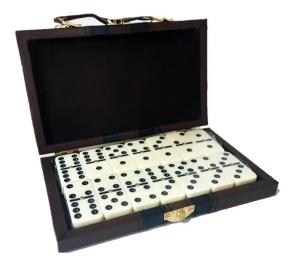 Juego De Mesa Domino En Valija Ecocuero 0