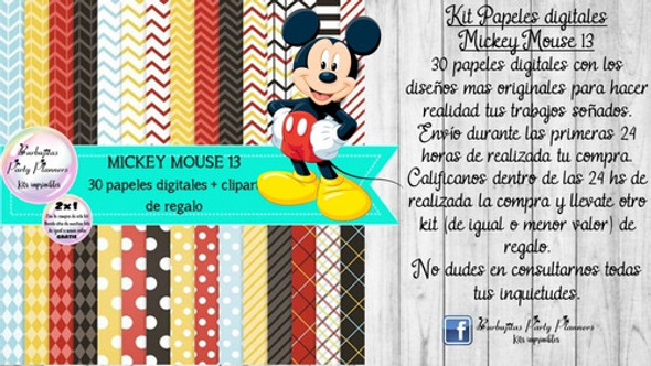 Papeles Fondos Digitales Mickey Mouse 13 Kit Imprimible 1