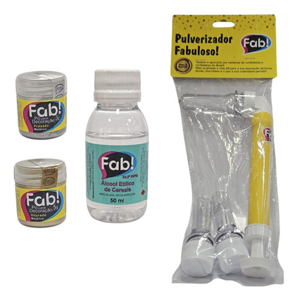 Kit 1pulverizador P/ Decoração+2 Pó Metálico+álcool Cereais 0